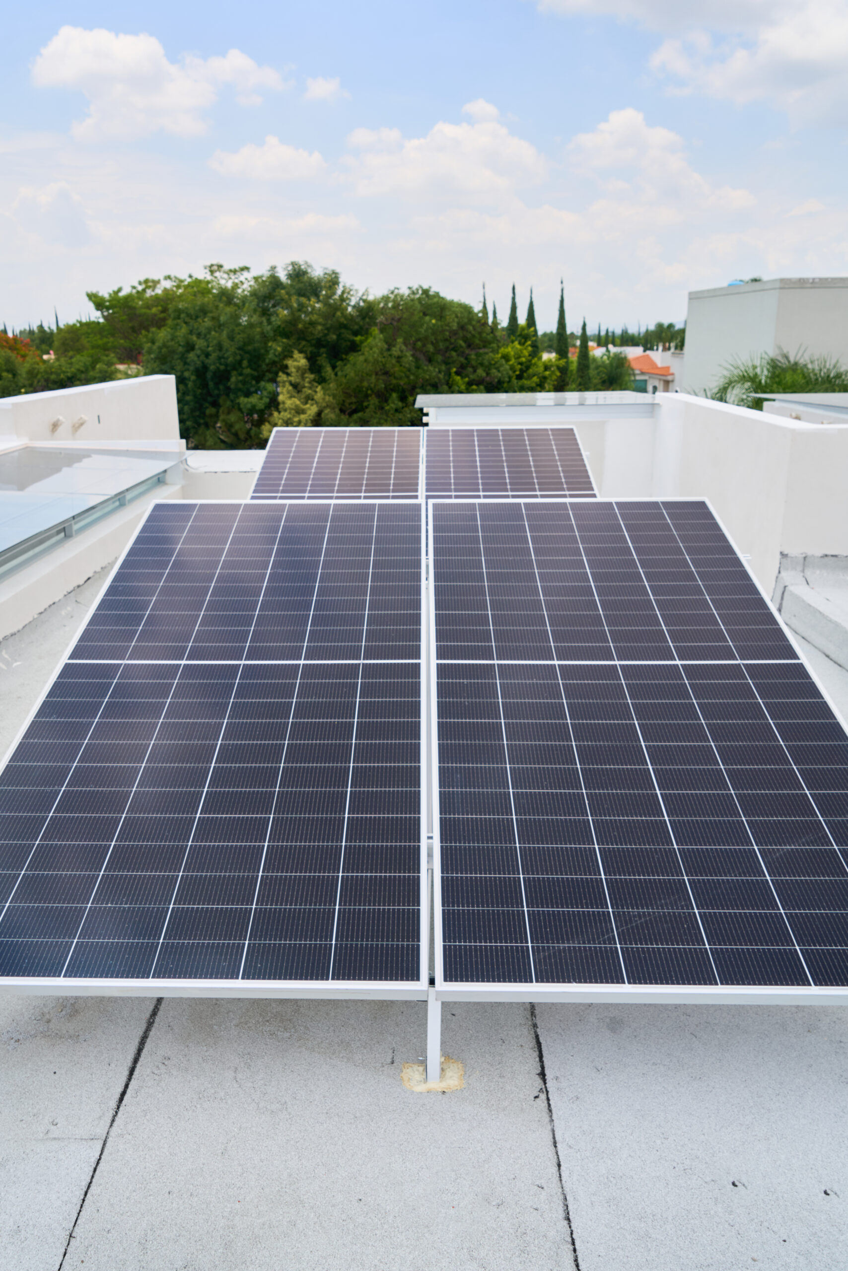 solar panesl or photovoltaic plant on the roof of a house